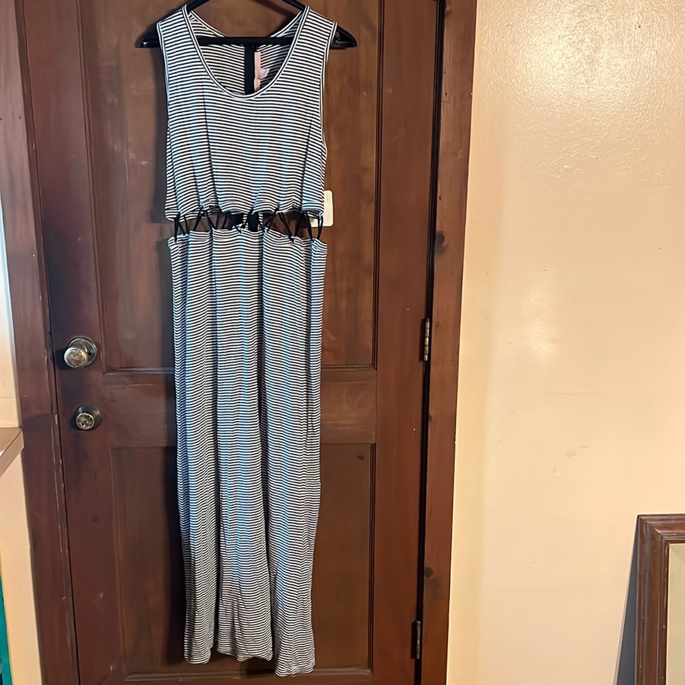 XL REBELLIOUS ONE BLACK AND WHITE STRIPED DRESS NWT